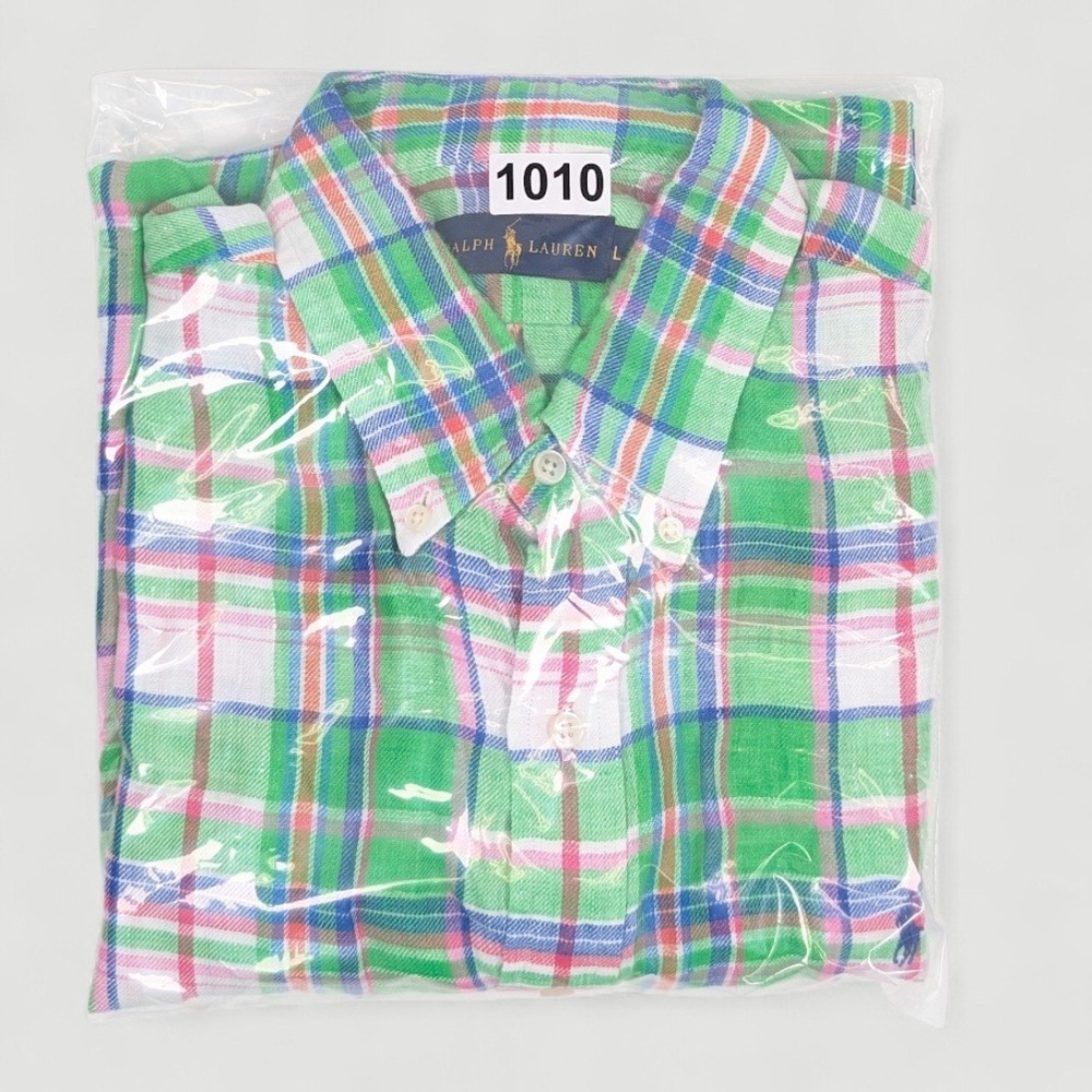 Polo Ralph Lauren Linen Button Up Shirt Mens Large Multicolor Plaid Casual - Picture 8 of 8